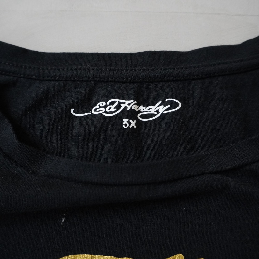 Ed Hardy Graphic T-Shirt 3X Womens Black Cross Heart Tattoo Y2K Style - Picture 5 of 8